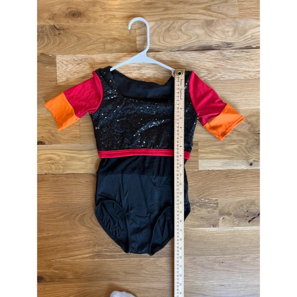 Girls Dance Leotard Pink / Orange‎ / Black Sequence Dancer Costume READ - Picture 4 of 8
